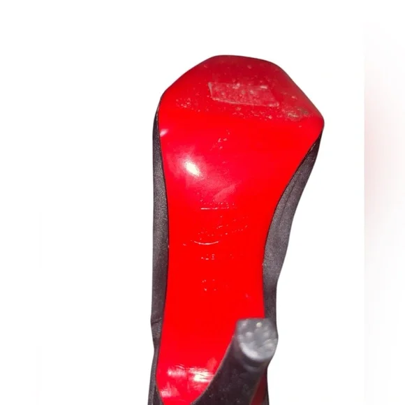 Christian Louboutin Black Satin 100 Nooka Heels Size 37 1/2 US Size 7.5 - Picture 6 of 11